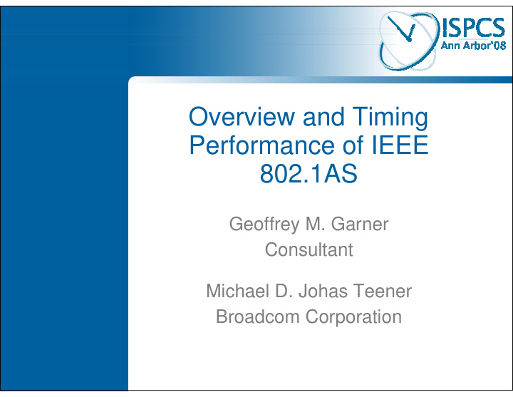 overview and timing performance of ieee performance of