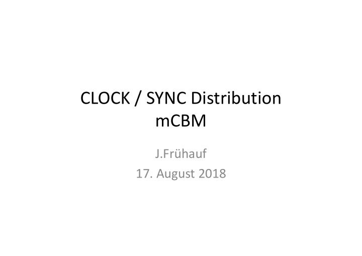 clock sync distribution mcbm