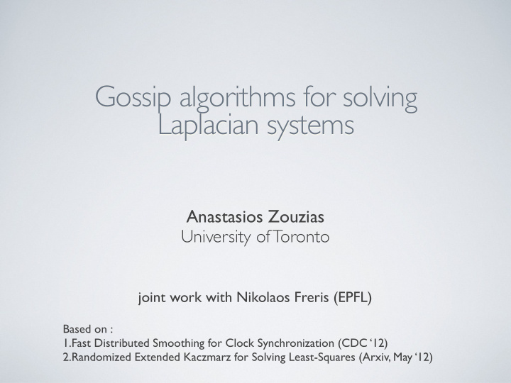 gossip algorithms for solving laplacian systems