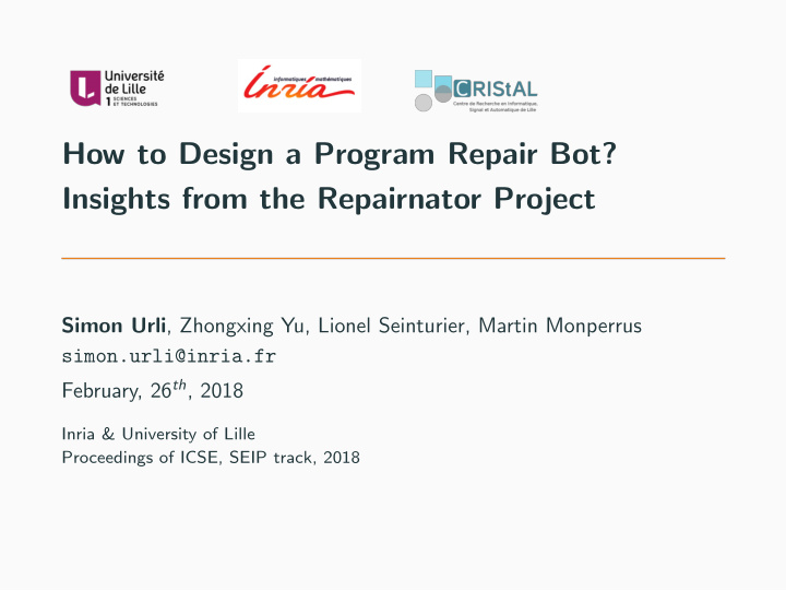 how to design a program repair bot insights from the