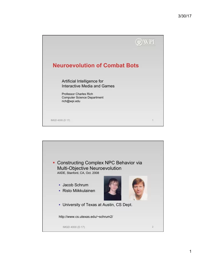 neuroevolution of combat bots