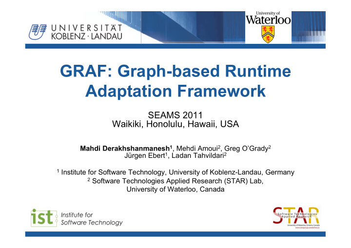 graf graph based runtime adaptation framework