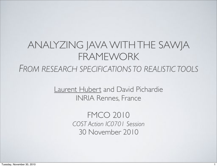 analyzing java with the sawja framework