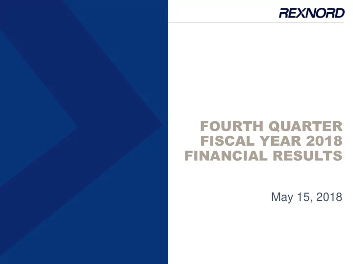 fourth quarter fiscal year 2018 financial results