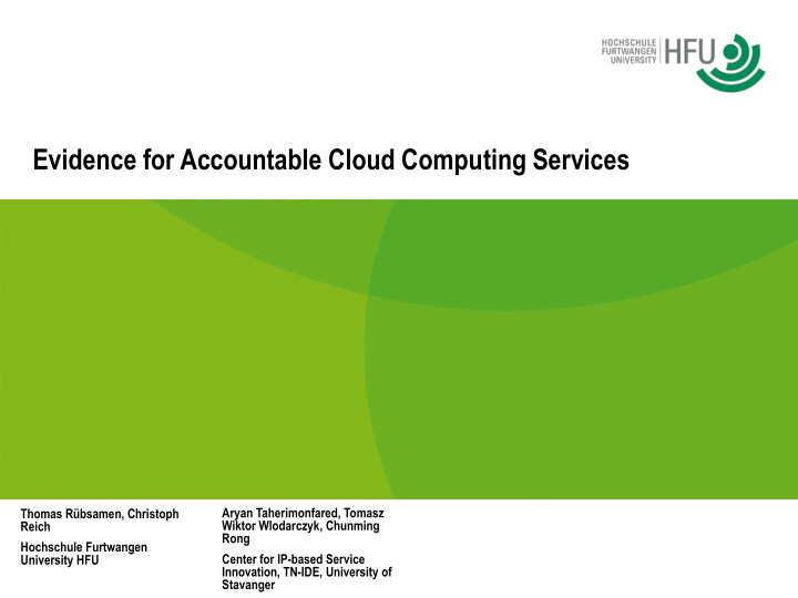evidence for accountable cloud computing services