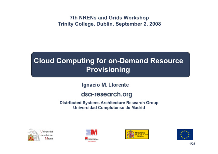 cloud computing for on demand resource provisioning