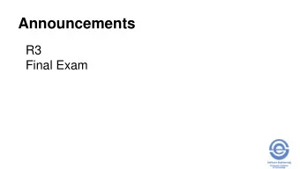 Announcements  R3  Final Exam  Cloud Introduction  SWEN-343  Cloud Computing Services SaaS: