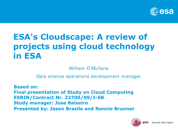 esa s cloudscape a review of projects using cloud