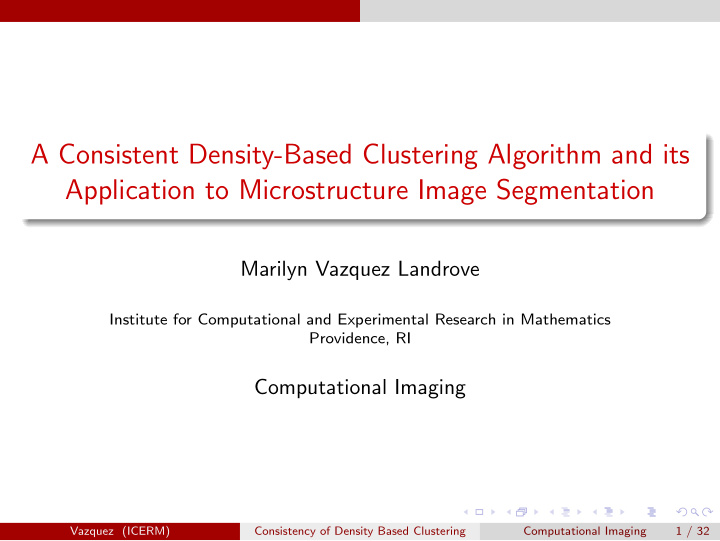 a consistent density based clustering algorithm and its