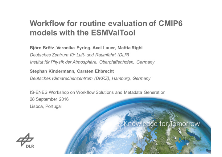 workflow for routine evaluation of cmip6 models with the