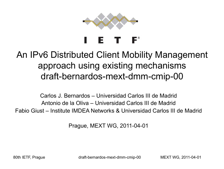 an ipv6 distributed client mobility management approach