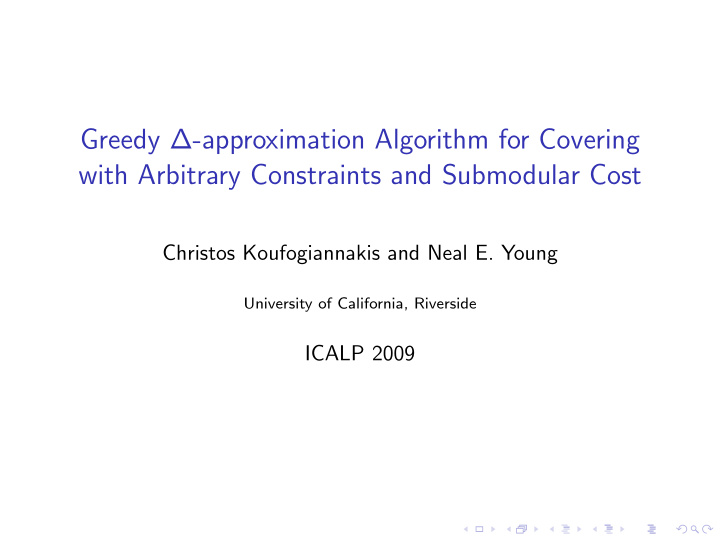 greedy approximation algorithm for covering with