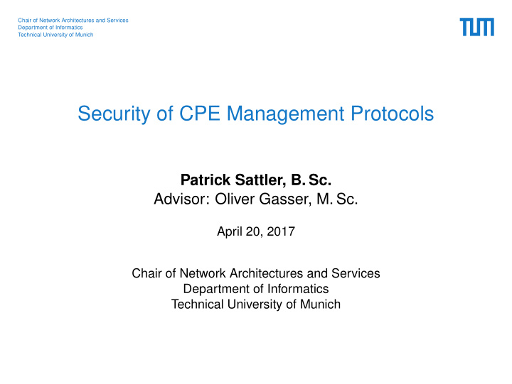 security of cpe management protocols