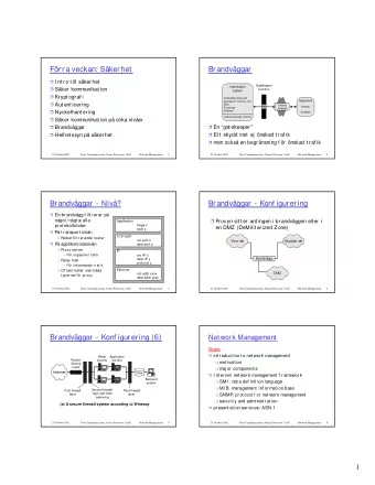 Frra veckan: Skerhet  Brandvggar  I nt ro t ill skerhet  Gatekeeper  Information