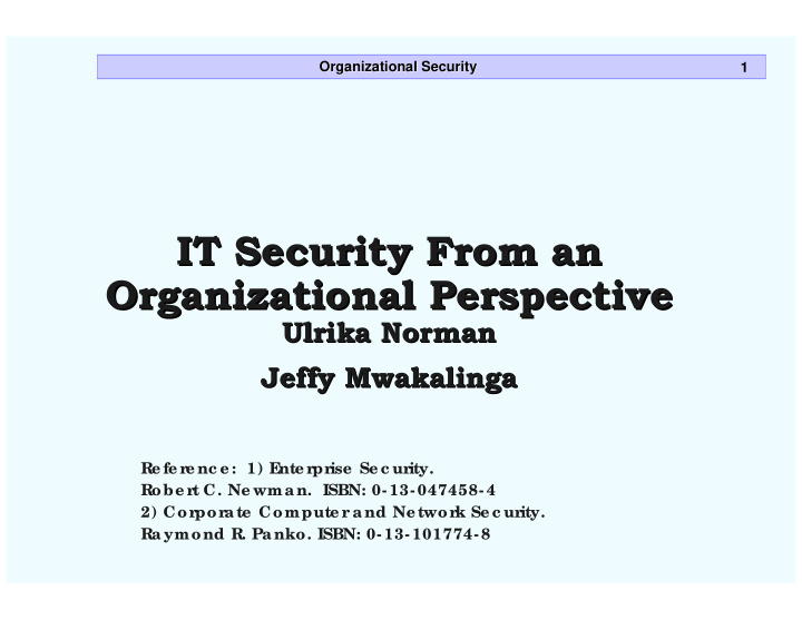 it security from an it security from an organizational
