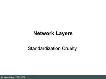 Network Layers  Standardization Cruelty  2009/08/12  (C) Herbert Haas  The good thing  about