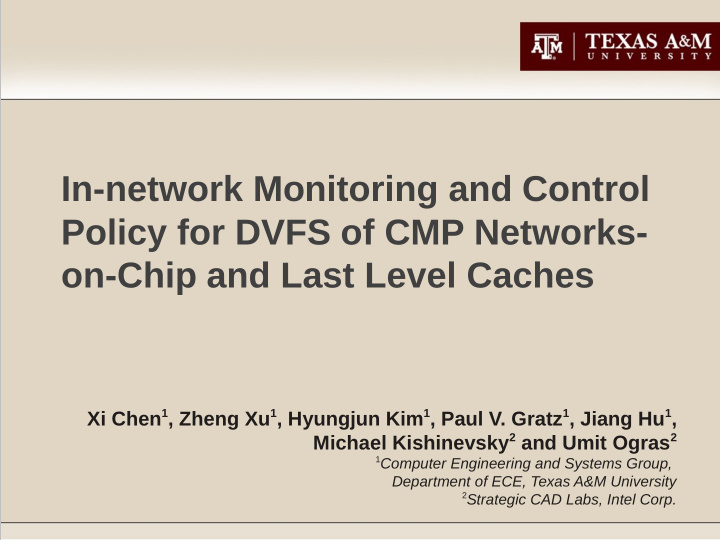 in network monitoring and control policy for dvfs of cmp