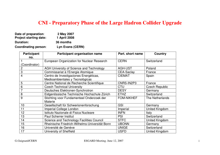 cni preparatory phase of the large hadron collider upgrade