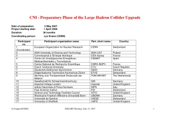 CNI - Preparatory Phase of the Large Hadron Collider Upgrade Date of preparation : 2 May 2007