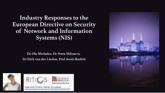 Industry Responses to the  European Directive on Security  of Network and Information  Systems