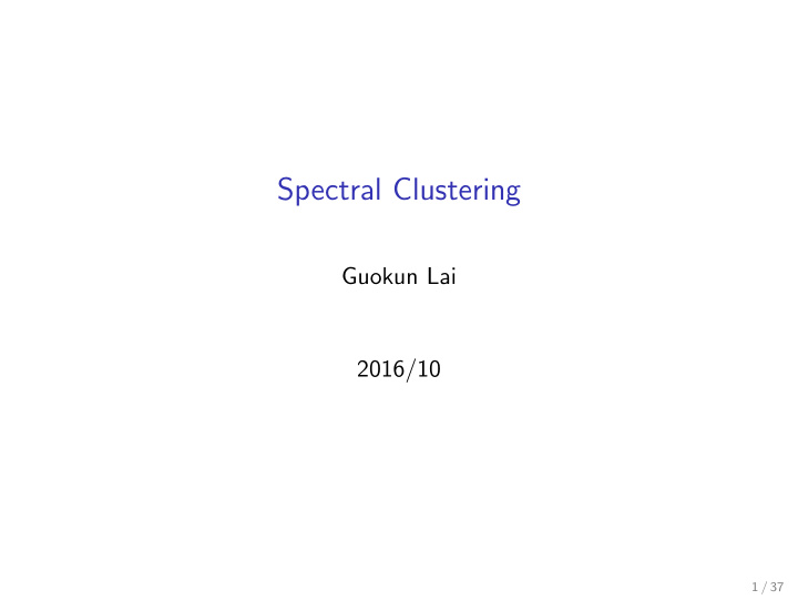 spectral clustering