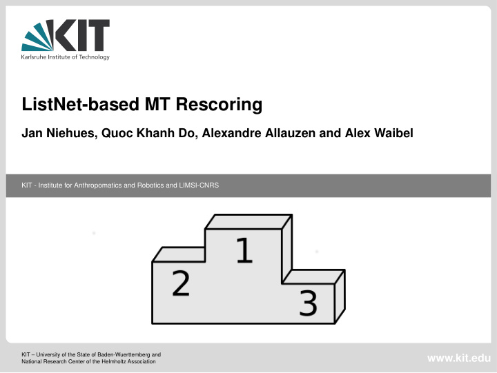 listnet based mt rescoring
