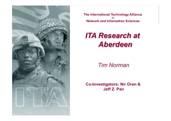 ITA Research at  Aberdeen  Tim Norman  Co-Investigators: Nir Oren &amp;  Jeff Z. Pan  ITA Project
