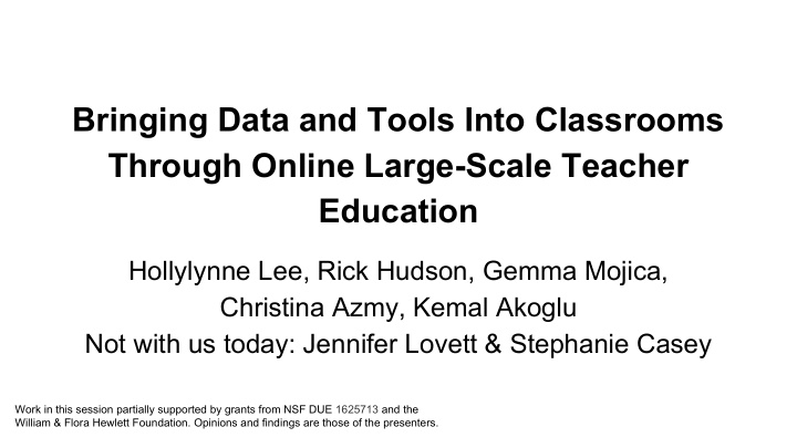 bringing data and tools into classrooms through online
