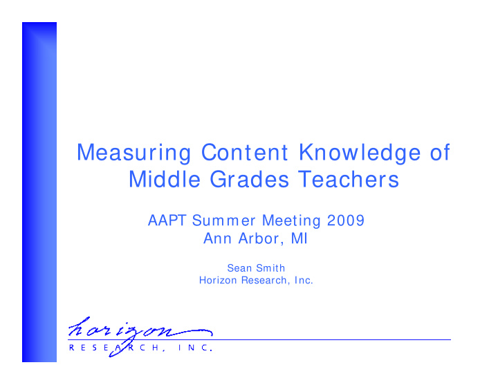 measuring content knowledge of middle grades teachers