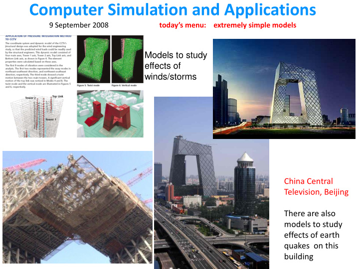 computer simulation and applications