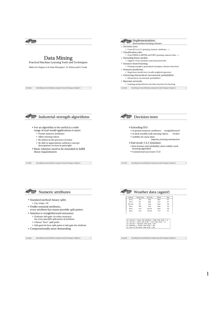 implementation real machine learning schemes decision