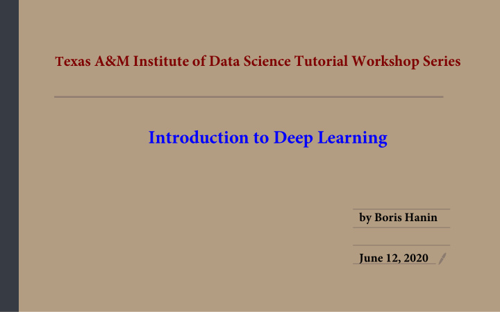 introduction to deep learning
