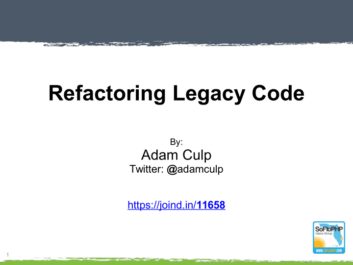 refactoring legacy code