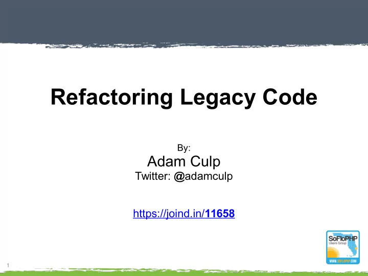 refactoring legacy code