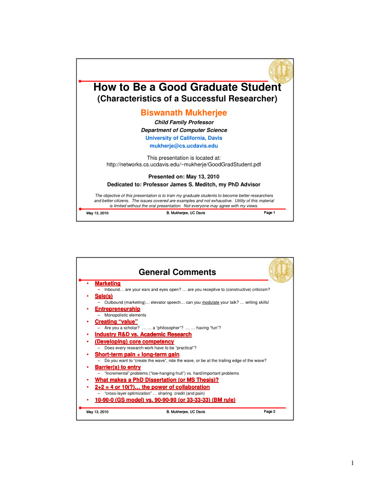 how to be a good graduate student