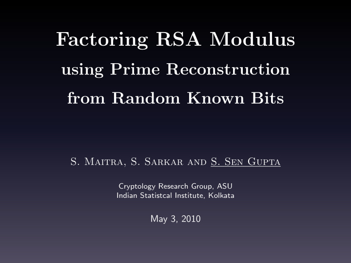 factoring rsa modulus