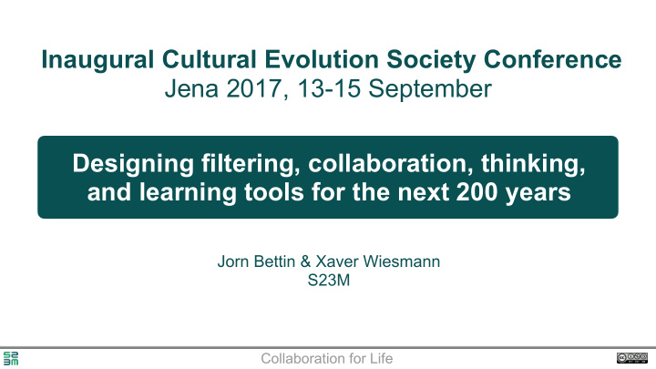 inaugural cultural evolution society conference jena 2017