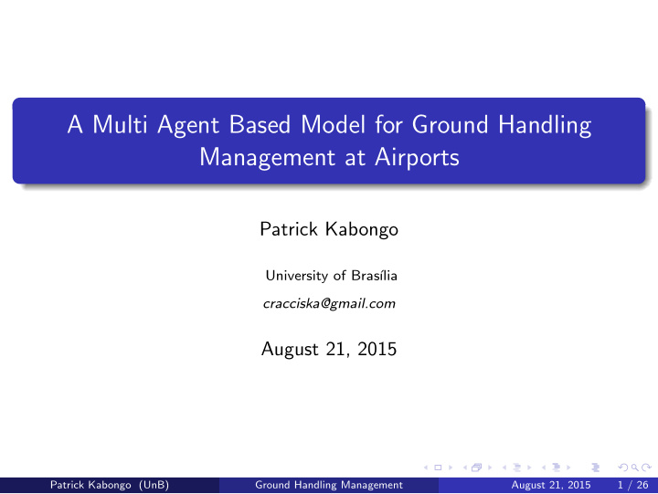 a multi agent based model for ground handling management