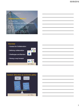 05/09/2016  Collaboration Matters!  Dr. Fiona King  School of Inclusive and Special Education