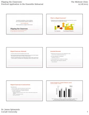 1  Cornell University  Flipping the Classroom:  The Midwest Clinic  Practical Application in the