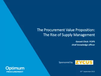 Gerard Chick  FCIPS  chief knowledge officer  Sponsored by 25 th September 2015 Todays Presenter