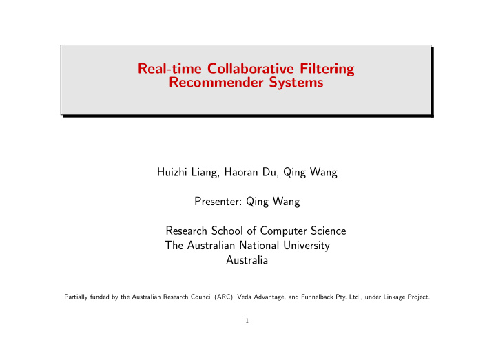 real time collaborative filtering recommender systems