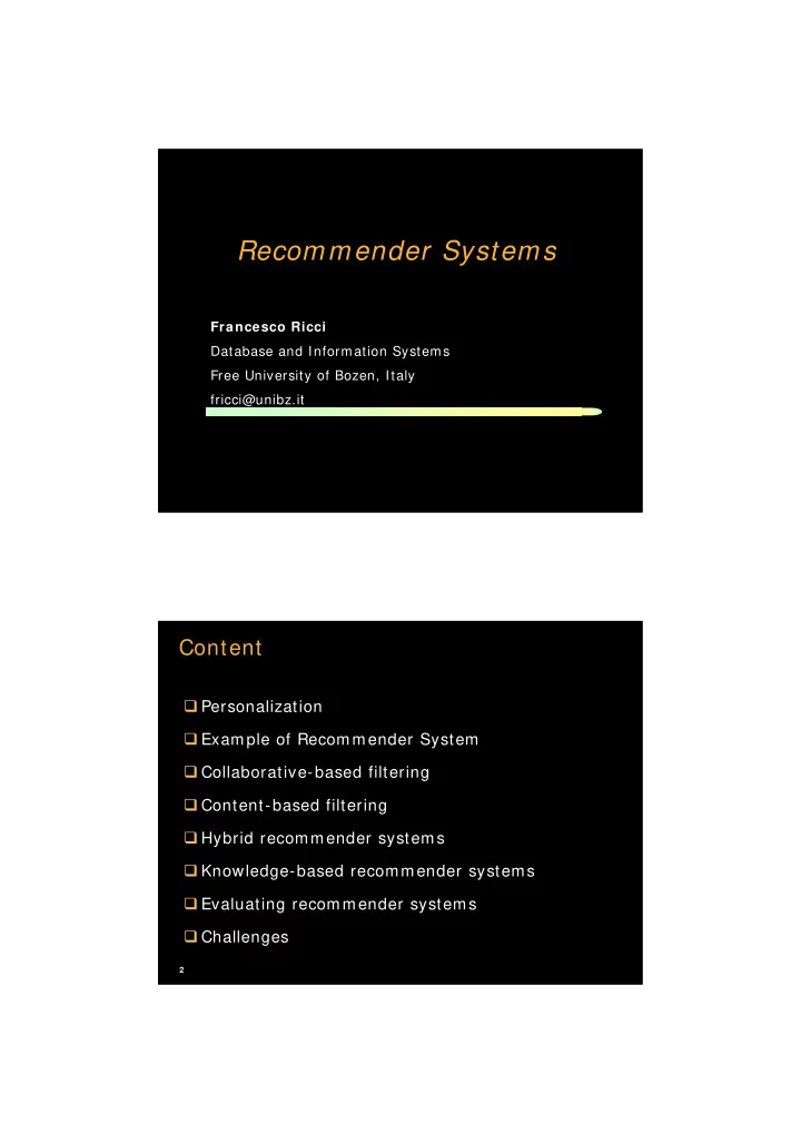 recommender systems