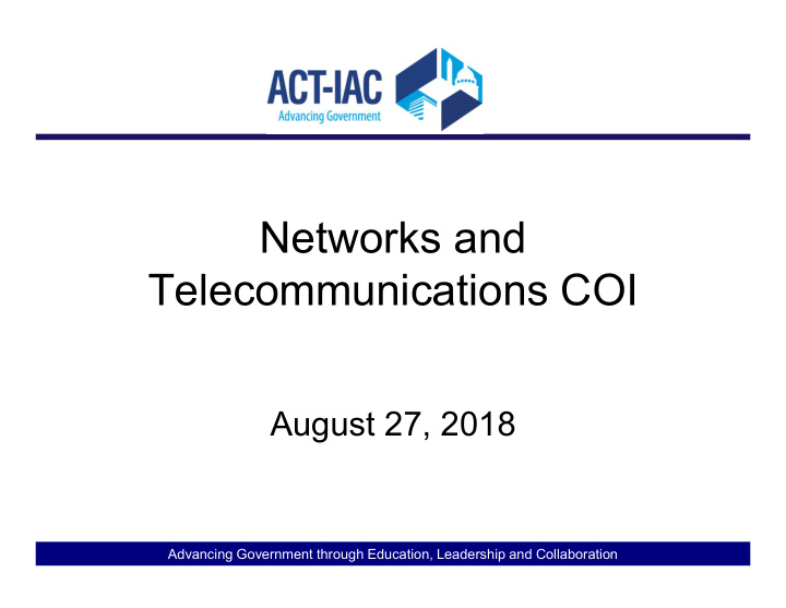 networks and telecommunications coi