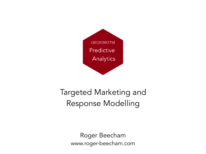 targeted marketing and response modelling