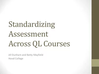 Assessment  Across QL Courses  Jill Dunham and Betty Mayfield  Hood College  A new core curriculum