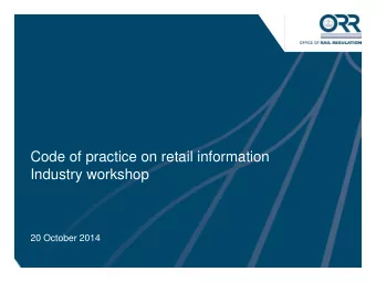 Industry workshop  20 October 2014  1  Introduction  Agenda 14.00: Welcome and introduction