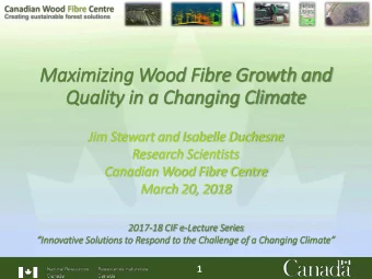 Maximizing Wood Fib  ibre Growth and  Quality in  in a Changing Cli  limate  Jim St  Jim  Stewart