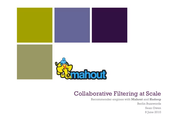 collaborative filtering at scale