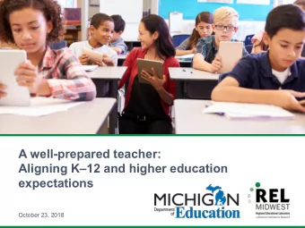 A well-prepared teacher:  Aligning K12 and higher education  expectations  October 23, 2018